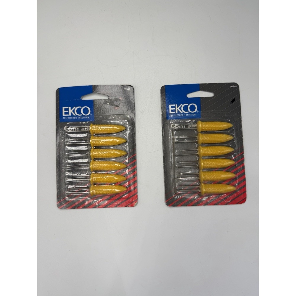 Vintage EKCO Corn Cob Holders Set of 2 Packs Yellow 6 Pc Each NOS Kitchen 1994